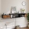 Brown Wall Mounted TV Stand 55 Inch with 4 Power Outlets and Storage